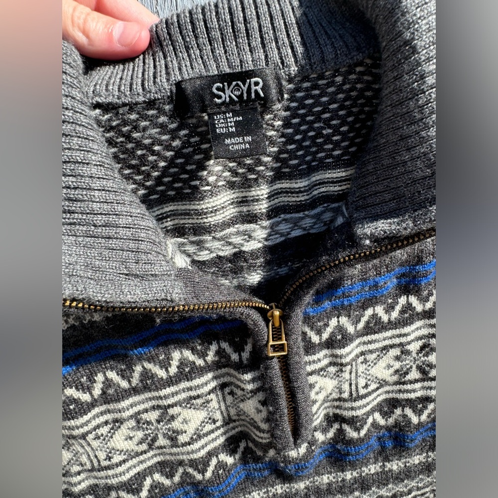SKYR Men’s 100% Merino Wool 1/4 Zip Pullover Sweater Size M - Picture 3 of 8
